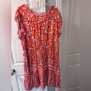 SHEIN Red Floral Midi Dress